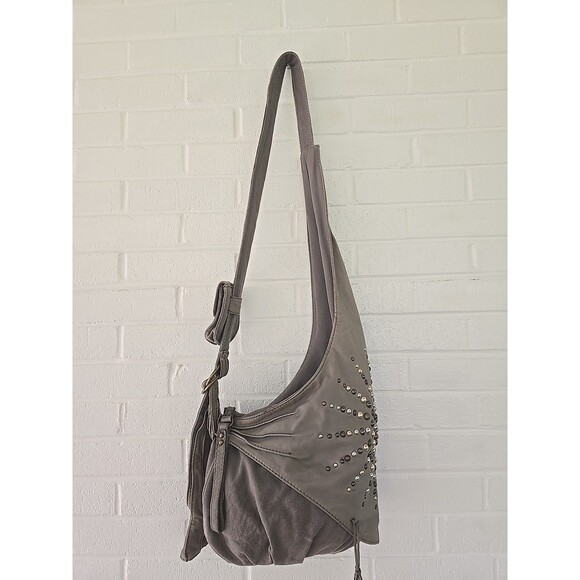 Diesel Handbags - DIESEL Vintage Archive Studs Leather Cotton Shoulder Crossbody Bag Grey Y2K Rare